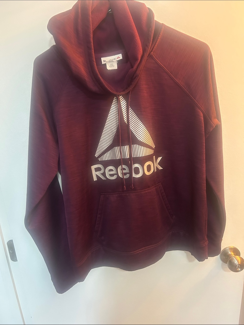 Reebok Men’s Maroon Crewneck Hoodie with White Logo